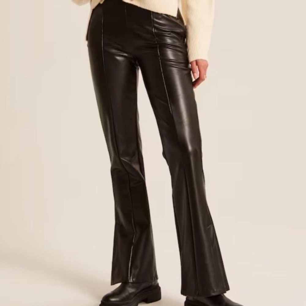 Abercrombie & Fitch Black Flare Faux Leather Pants